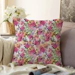 Renkli Zeminde Çiçek Motifli Özel Tasarım Dijital Baskılı Modern Raşel Kadife Yastık Kırlent Kılıfı Realhomes
