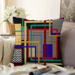 Geometrik Desenli Özel Tasarım Dijital Baskılı Modern Raşel Kadife Yastık Kırlent Kılıfı Realhomes