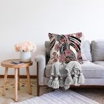 Etnik Çiçek Desenli Özel Tasarım Dijital Baskılı Modern Raşel Kadife Yastık Kırlent Kılıfı Realhomes