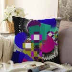 Renkli Karmaşık Geometrik Desenli Özel Tasarım Dijital Baskılı Modern Raşel Kadife Yastık Kırlent Kılıfı Realhomes