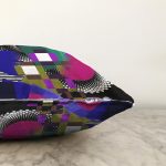 Renkli Karmaşık Geometrik Desenli Özel Tasarım Dijital Baskılı Modern Raşel Kadife Yastık Kırlent Kılıfı Realhomes