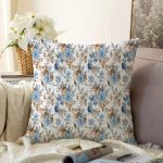 - Sonil-K409-Gorsel - Realhomes  Beyaz Zeminde Çiçek Figürlü Özel Tasarım Dijital Baskılı Modern Raşel Kadife Yastık Kırlent Kılıfı Realhomes