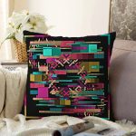 - Sonil-K4090-Gorsel - Realhomes Renkli Karmaşık Geometrik Desenli Özel Tasarım Dijital Baskılı Modern Raşel Kadife Yastık Kırlent Kılıfı Realhomes