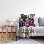 Geometrik Zeminde Rengarenk Motifli Özel Tasarım Dijital Baskılı Modern Raşel Kadife Yastık Kırlent Kılıfı Realhomes