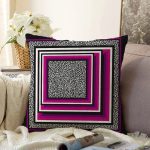 Leopar Zemin Üzerinde Geometrik Motifli Özel Tasarım Dijital Baskılı Modern Raşel Kadife Yastık Kırlent Kılıfı Realhomes