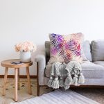 - Sonil-K4099-Gorsel-1 - Realhomes  Rengarenk Yaprak Desenli Özel Tasarım Dijital Baskılı Modern Raşel Kadife Yastık Kırlent Kılıfı Realhomes