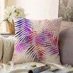 - Sonil-K4099-Gorsel - Realhomes  Rengarenk Yaprak Desenli Özel Tasarım Dijital Baskılı Modern Raşel Kadife Yastık Kırlent Kılıfı Realhomes
