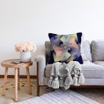 Lacivert Zeminde Etnik Motifli Tasarım Dijital Baskılı Modern Şönil Yastık Kırlent Kılıfı Realhomes