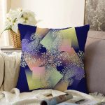 Lacivert Zeminde Etnik Motifli Tasarım Dijital Baskılı Modern Şönil Yastık Kırlent Kılıfı Realhomes