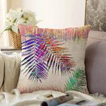 - Sonil-K4101-Gorsel - Realhomes Rengarenk Yaprak Desenli Özel Tasarım Dijital Baskılı Modern Raşel Kadife Yastık Kırlent Kılıfı Realhomes
