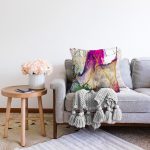 Suluboya Ve Altın Motifli Özel Tasarım Dijital Baskılı Modern Şönil Yastık Kırlent Kılıfı Realhomes