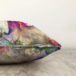 Suluboya Ve Altın Motifli Özel Tasarım Dijital Baskılı Modern Şönil Yastık Kırlent Kılıfı Realhomes