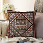 Etnik Desenli Özel Tasarım Dijital Baskılı Modern Raşel Kadife Yastık Kırlent Kılıfı Realhomes