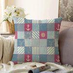 Patchwork Desenli Özel Tasarım Dijital Baskılı Modern Raşel Kadife Yastık Kırlent Kılıfı Realhomes