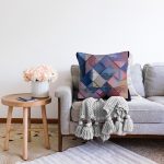 Geometrik Motifli Özel Tasarım Dijital Baskılı Modern Raşel Kadife Yastık Kırlent Kılıfı Realhomes