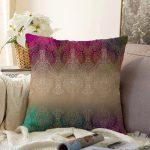 - Sonil-K4114-Gorsel - Realhomes Renkli Zeminde Damask Motifli Özel Tasarım Dijital Baskılı Modern Şönil Yastık Kırlent Kılıfı Realhomes