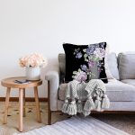 Çizgili Zeminde Çiçek Desenli Özel Tasarım Dijital Baskılı Modern Şönil Yastık Kırlent Kılıfı Realhomes