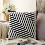 - Sonil-K4123-Gorsel - Realhomes  Siyah Beyaz Geometrik Desenli Özel Tasarım Dijital Baskılı Modern Raşel Kadife Yastık Kırlent Kılıfı Realhomes