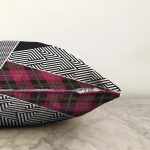 - Sonil-K4130-Gorsel-2 - Realhomes  Ekose Geometrik Ve Kazayağı Desenli Özel Tasarım Dijital Baskılı Modern Raşel Kadife Yastık Kırlent Kılıfı Realhomes