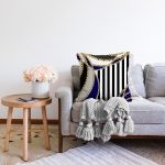 - Sonil-K4139-Gorsel-1 - Realhomes  Çizgili Zeminde Zincir Motifli Özel Tasarım Dijital Baskılı Modern Raşel Kadife Yastık Kırlent Kılıfı Realhomes