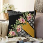 Çiçek Desenli Özel Tasarım Dijital Baskılı Modern Raşel Kadife Yastık Kırlent Kılıfı Realhomes