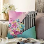 Çiçek Desenli Özel Tasarım Dijital Baskılı Modern Raşel Kadife Yastık Kırlent Kılıfı Realhomes