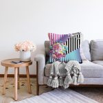 Çiçek Desenli Özel Tasarım Dijital Baskılı Modern Raşel Kadife Yastık Kırlent Kılıfı Realhomes