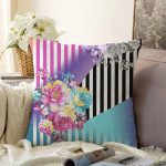 Çiçek Desenli Özel Tasarım Dijital Baskılı Modern Raşel Kadife Yastık Kırlent Kılıfı Realhomes