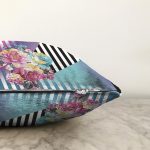 Çiçek Desenli Özel Tasarım Dijital Baskılı Modern Raşel Kadife Yastık Kırlent Kılıfı Realhomes