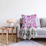 - Sonil-K4150-Gorsel-1 - Realhomes  Geometrik Zeminde Çiçekler Özel Tasarım Dijital Baskılı Raşel Kadife Yastık Kırlent Kılıfı Realhomes