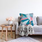 Suluboya Geometrik Tasarım Dijital Baskılı Raşel Kadife Yastık Kırlent Kılıfı Realhomes