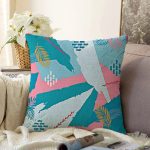 Suluboya Geometrik Tasarım Dijital Baskılı Raşel Kadife Yastık Kırlent Kılıfı Realhomes