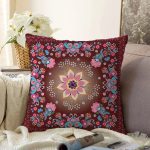 Renkli Modern Çiçekler Özel Tasarım Raşel Kadife Yastık Kırlent Kılıfı Realhomes