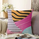 Geometrik Modern Sanat Tasarımlı Raşel Kadife Yastık Kırlent Kılıfı Realhomes