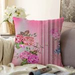 - Sonil-K4177-Gorsel - Realhomes  Ekose Zeminde Gül Temalı Raşel Kadife Yastık Kırlent Kılıfı Realhomes