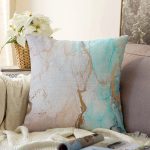 Modern Mermer Temalı Özel Tasarım Dijital Baskılı Raşel Kadife Yastık Kırlent Kılıfı Realhomes