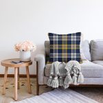 Lacivert ve Sarı Modern Tasarım Raşel Kadife Yastık Kırlent Kılıfı Realhomes