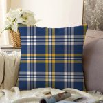 Lacivert ve Sarı Modern Tasarım Raşel Kadife Yastık Kırlent Kılıfı Realhomes