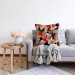 Modern Çiçekler Motifli Özel Tasarım Raşel Kadife Yastık Kırlent Kılıfı Realhomes