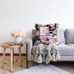 - Sonil-K4270-Gorsel-1 - Realhomes  Geometrik Şekil İçinde Modern Gül Tasarımlı Raşel Kadife Yastık Kırlent Kılıfı Realhomes