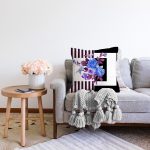 Mor Çizgi ve Siyahın Uyumu Tasarımlı Raşel Kadife Yastık Kırlent Kılıfı Realhomes