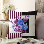 Mor Çizgi ve Siyahın Uyumu Tasarımlı Raşel Kadife Yastık Kırlent Kılıfı Realhomes