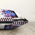 Mor Çizgi ve Siyahın Uyumu Tasarımlı Raşel Kadife Yastık Kırlent Kılıfı Realhomes