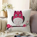 - Sonil-K48-Gorsel - Realhomes Sevimli Baykuş Tasarımlı Dijital Baskılı Raşel Kadife Yastık Kırlent Kılıfı Realhomes