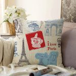 Eyfel Kulesi Dijital Baskılı Dekoratif Şönil Yastık Kırlent Kılıfı Realhomes