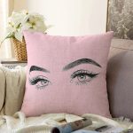 - Sonil-K5096pembeayna-Gorsel - Realhomes  RealHomes Pembe Zeminde Kirpik Motifli Özel Tasarım Raşel Kadife Yastık Kılıfı Realhomes