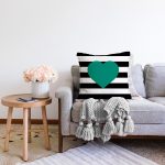 Modern Kalp Desenli Dijital Baskılı Dekoratif Şönil Yastık Kırlent Kılıfı Realhomes