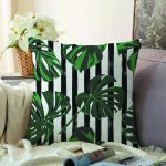 - Sonil-K6106-Gorsel - Realhomes  Realhomes Sütun Çizgiler Üzerinde Palmiye Baskılı Raşel Kadife Yastık Kırlent Kılıfı Realhomes