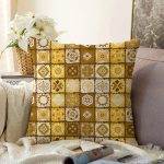 Damalı Karmaşık Şekiller Desenli Dijital Baskılı Dekoratif Raşel Kadife Yastık Kırlent Kılıfı Realhomes