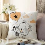 - Sonil-K6467-Gorsel - Realhomes Sevimli Bebek Fil Çocuk Odası Dijital Baskılı Dekoratif Raşel Kadife Yastık Kırlent Kılıfı Realhomes